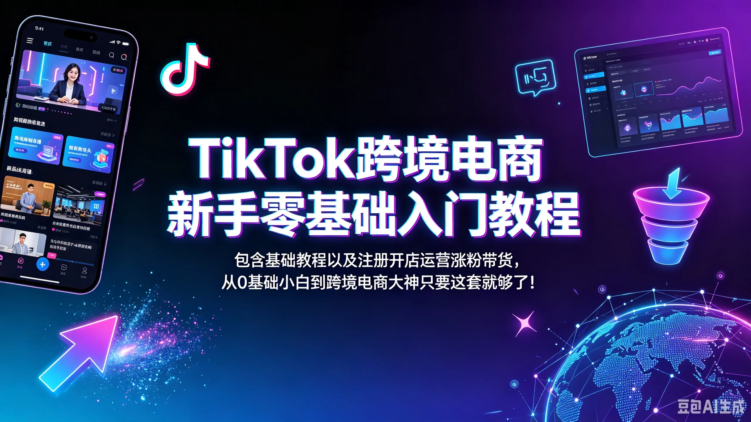 【精】TikTok跨境电商新手零基础入门教程,包含基础教程以及注册开店运营涨粉带货,从0基础小白到跨境电商大神只要这套就够了!-只做优质可落地项目