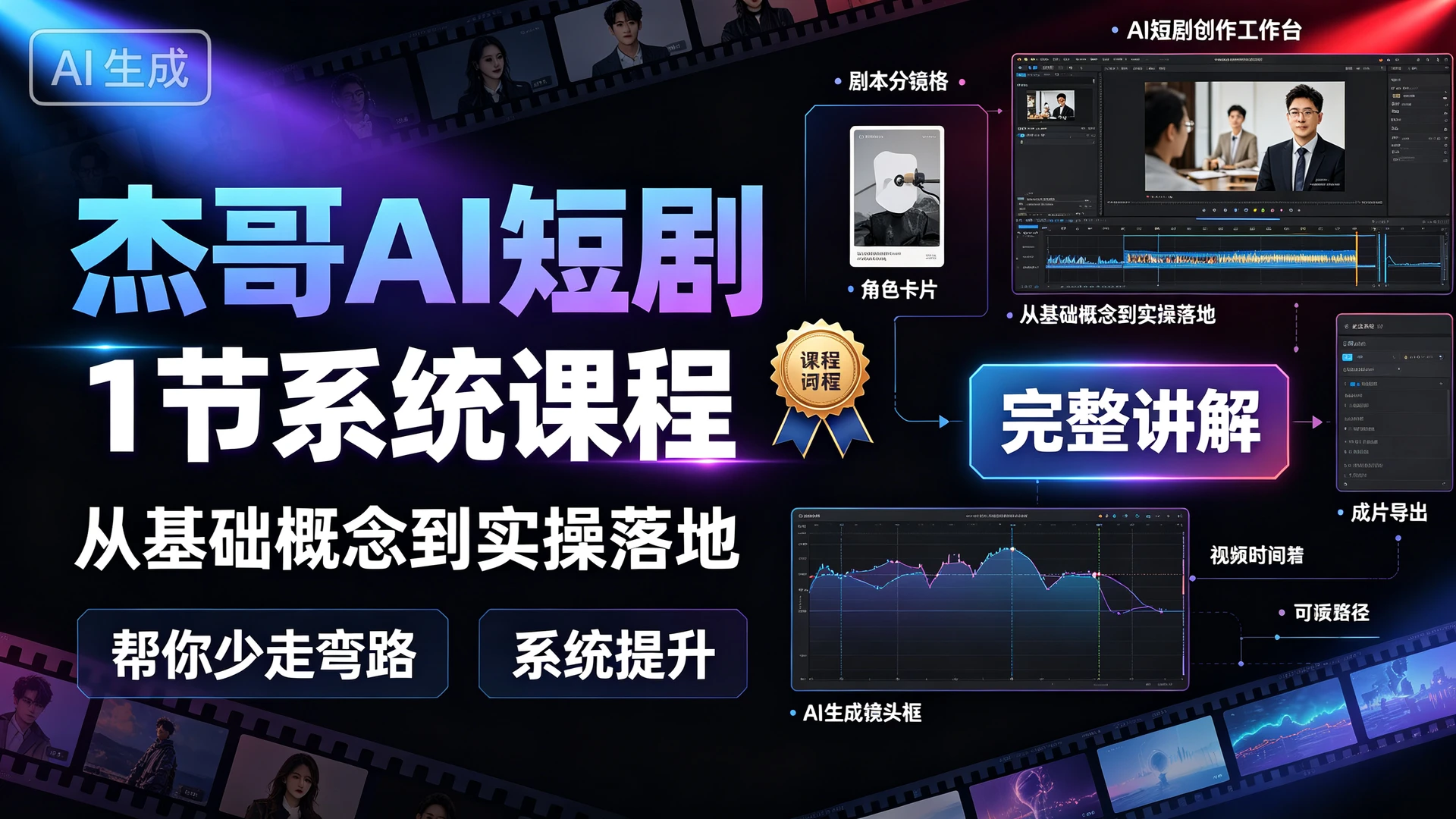 杰哥AI短剧,1 节系统课程,从基础概念到实操落地完整讲解,帮你少走弯路系统提升-只做优质可落地项目