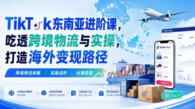 【精】TikTok东南亚进阶课，吃透跨境物流与实操，打造海外变现路径-只做优质可落地项目