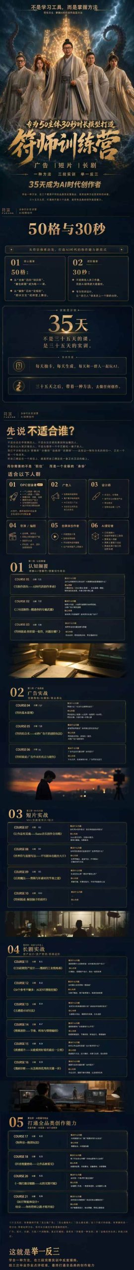 （20179期）符师训练营-35天成为AI时代创作者，广告+短片+漫剧+智能体四大实战方向，掌握从创意到上线的完整工作流-只做优质可落地项目