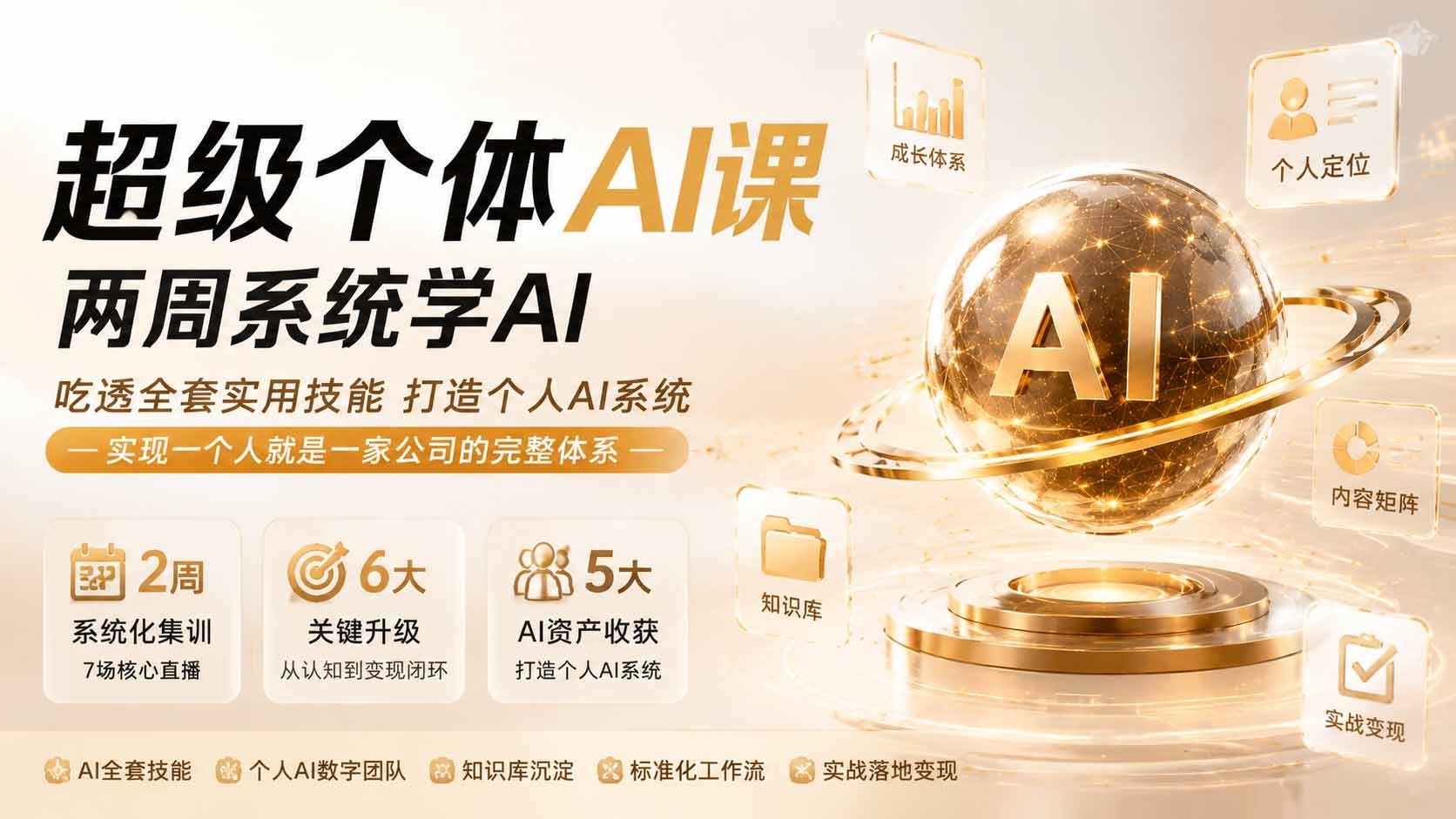 【精】超级个体AI课 两周系统学AI;吃透全套实用技能打造个人AI系统,实现一个人就是一家公司的完整体系-只做优质可落地项目
