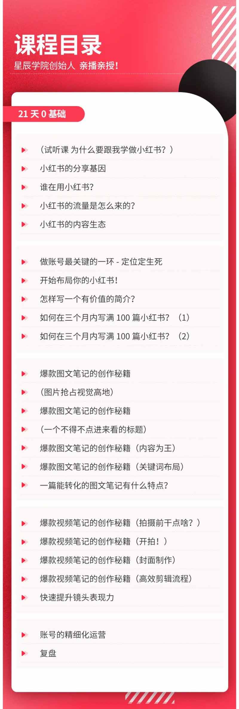 小红书21天图文视频爆款创作课：掌握选题、图片、标题、内容、关键词与脚本剪辑，建立持续创作体系-只做优质可落地项目