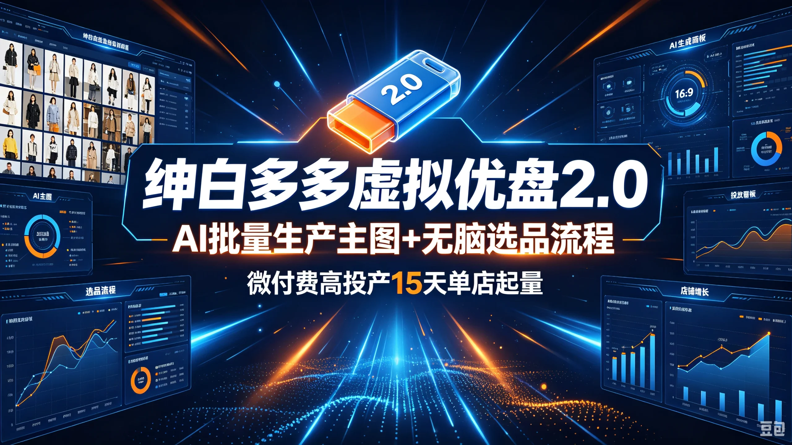 【精】绅白多多虚拟优盘2.0:AI批量生产主图+无脑选品流程,微付费高投产15天单店起量-只做优质可落地项目