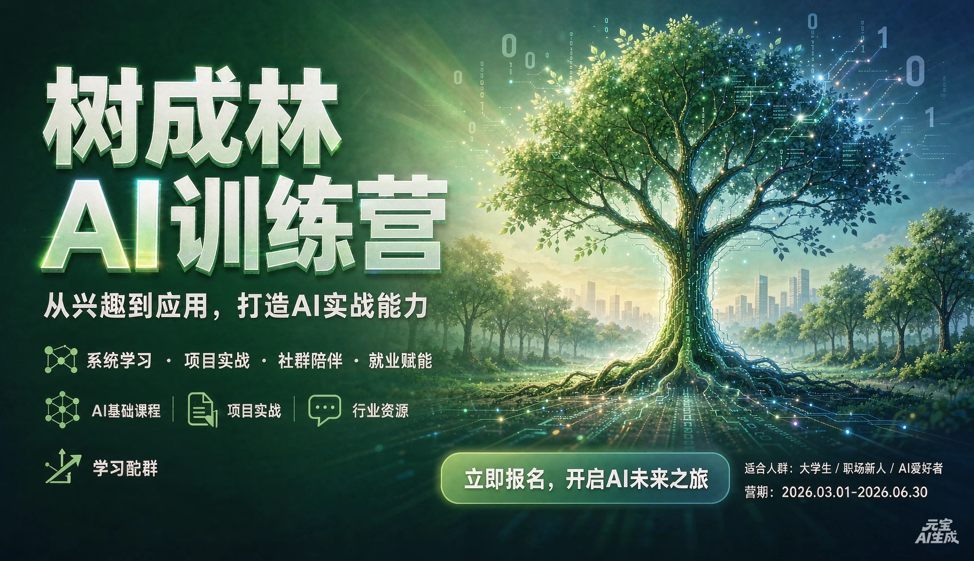 【精】树成林ai训练营,从兴趣到应用,打造AI实战能力-只做优质可落地项目