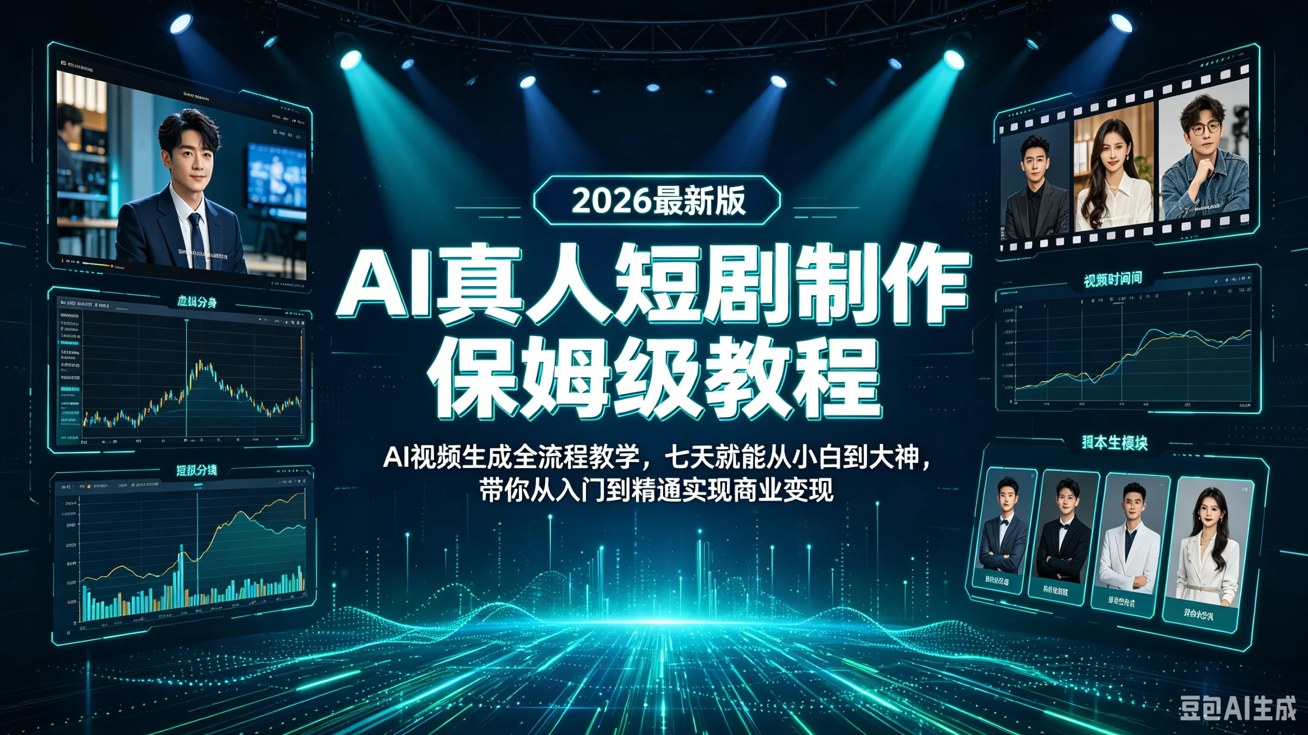 【精】AI真人短剧制作保姆级教程!2026最新版AI视频生成全流程教学!七天就能从小白到大神!带你从入门到精通实现商业变现!-只做优质可落地项目