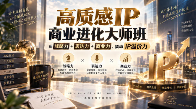 【精】高质感IP商业进化大师班，用战略力+表达力+商业力，撬动IP溢价力-只做优质可落地项目