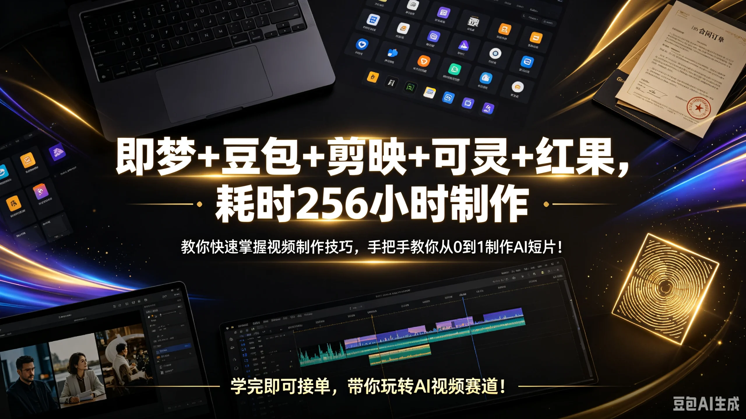 【精】即梦+豆包+剪映+可灵+红果,耗时256小时制作,教你快速掌握视频制作技巧,手把手教你从0到1制作AI短片!学完即可接单,带你玩转AI视频赛道!-只做优质可落地项目
