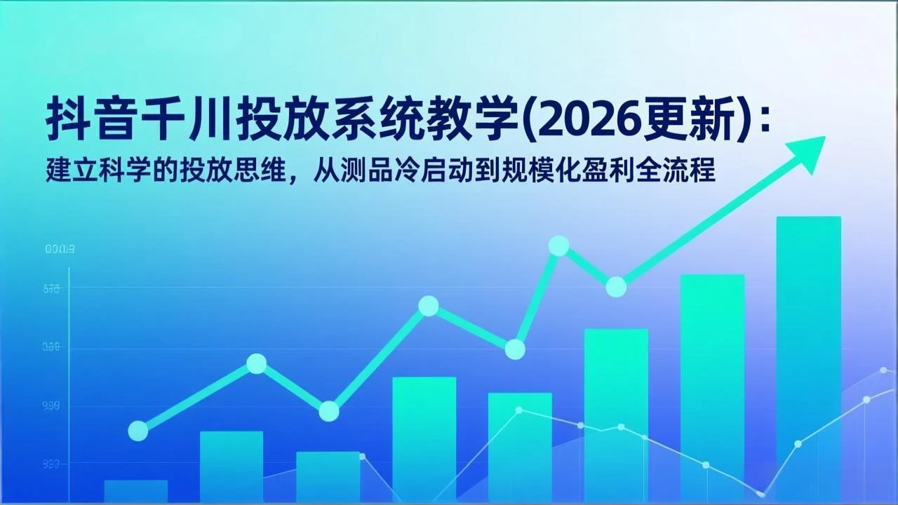【精】抖音千川投放系统教学(2026更新):建立科学的投放思维,从测品冷启动到规模化盈利全流程-只做优质可落地项目
