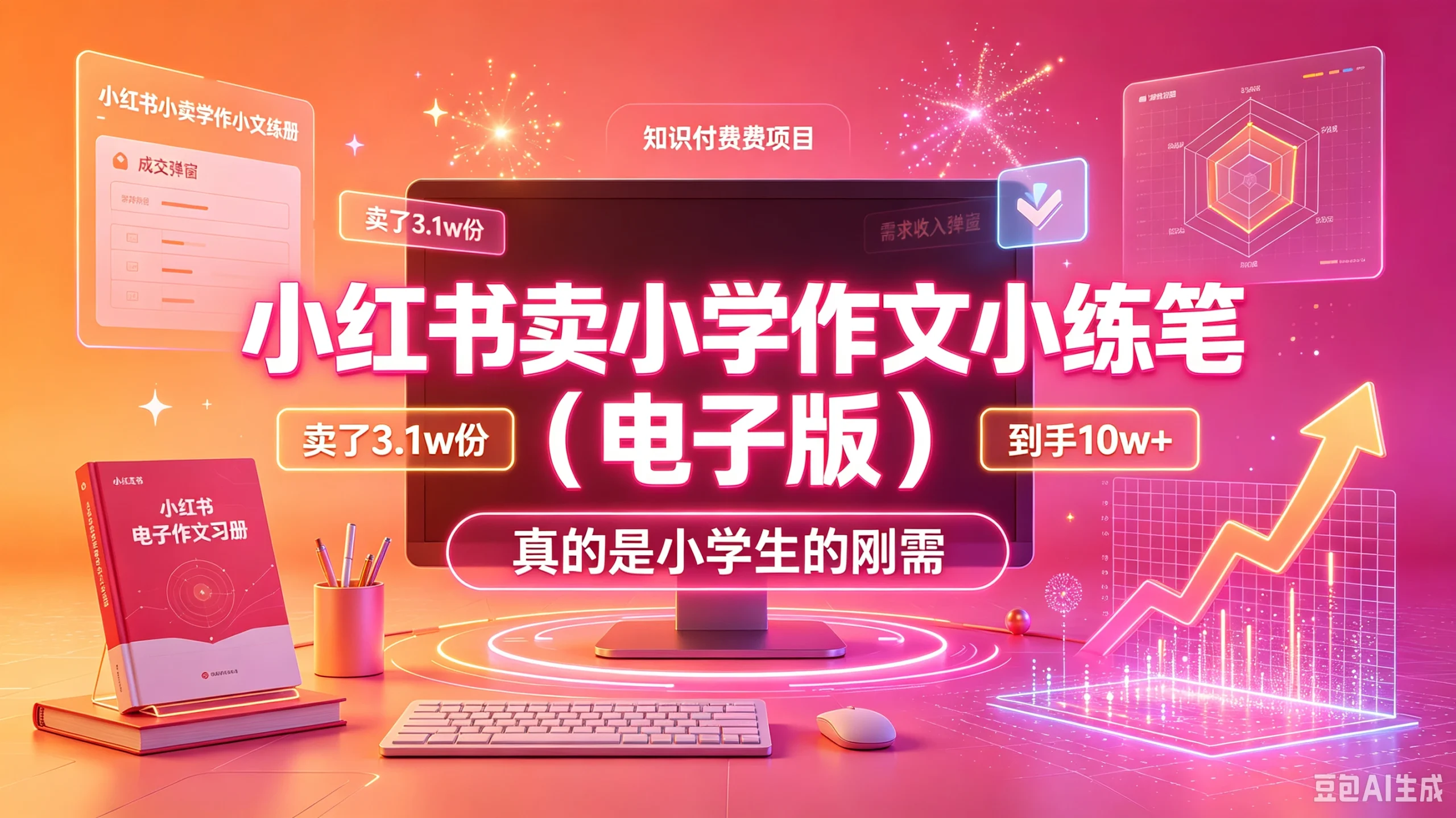【精】小红书卖小学作文小练笔(电子版),卖了3.1w份,到手10w+,真的是小学生的刚需-只做优质可落地项目