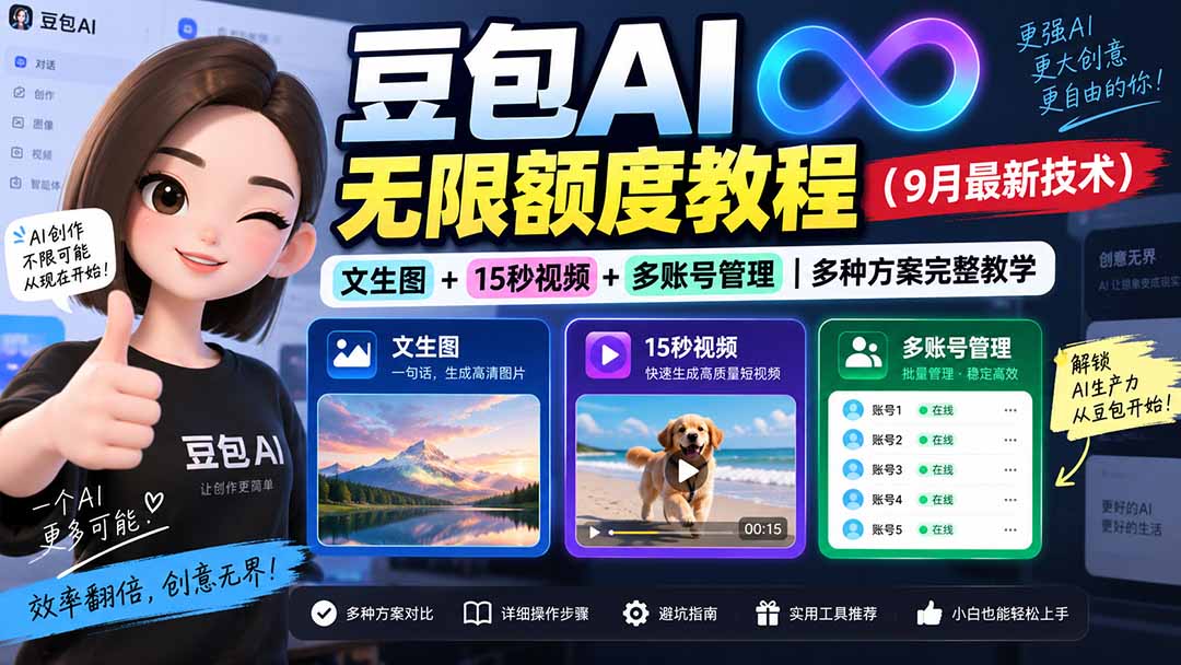豆包AI无限额度教程(9月最新技术-只做优质可落地项目