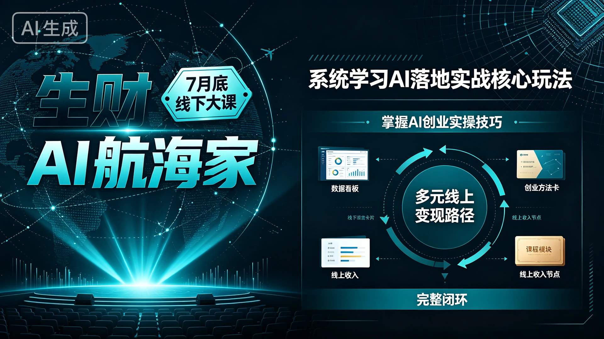 【精】生财AI航海家7月底线下大课,带你系统学习AI落地实战核心玩法,掌握AI创业实操技巧解锁多元线上变现路径的完整闭环-只做优质可落地项目