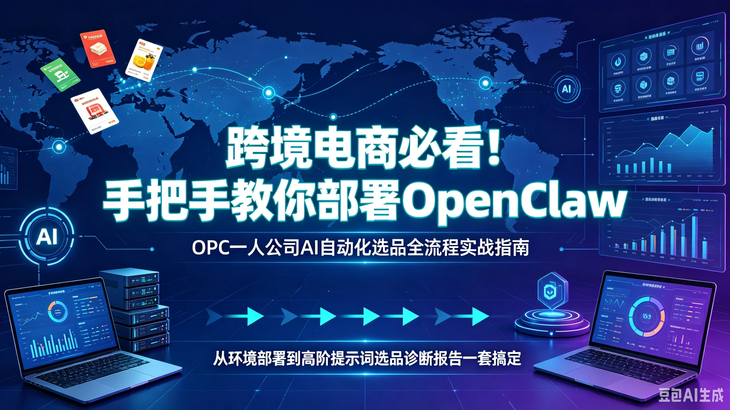 【精】跨境电商必看!手把手教你部署OpenClaw,OPC一人公司AI自动化选品全流程实战指南,从环境部署到高阶提示词选品诊断报告一套搞定-只做优质可落地项目