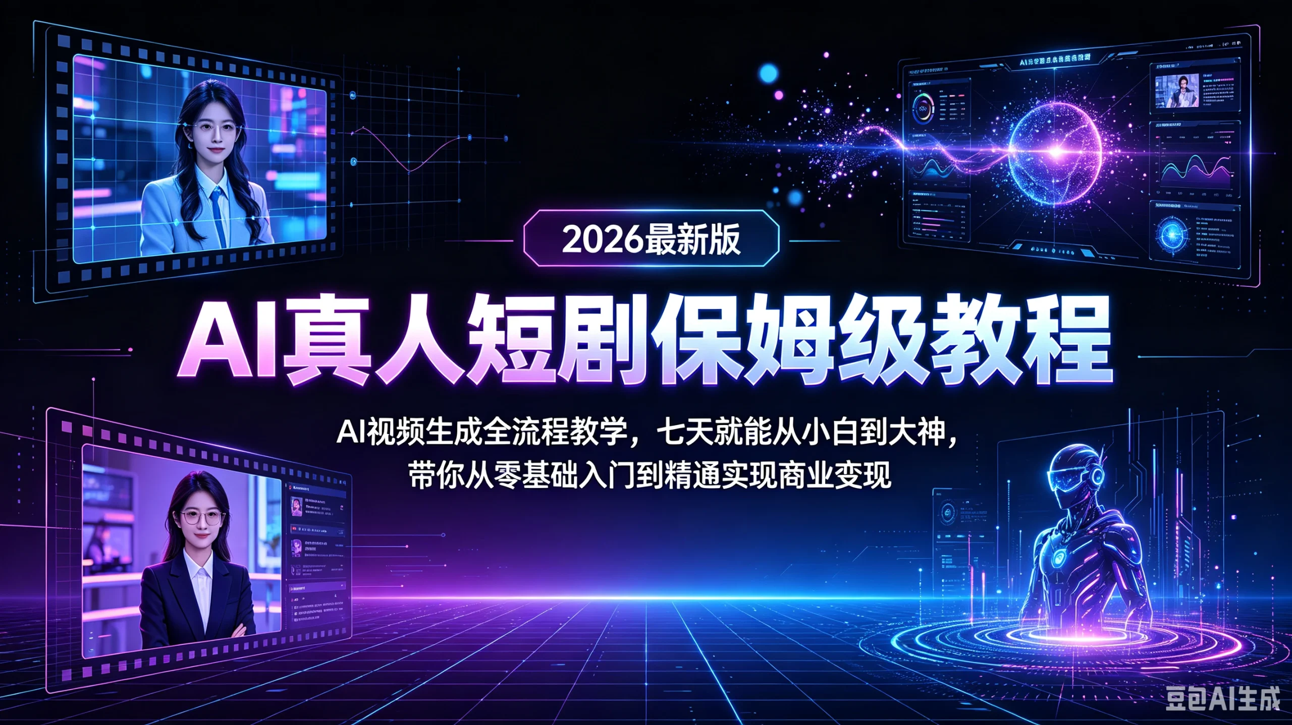 【精】AI真人短剧保姆级教程!2026最新版AI视频生成全流程教学!七天就能从小白到大神!带你从零基础入门到精通实现商业变现!-只做优质可落地项目