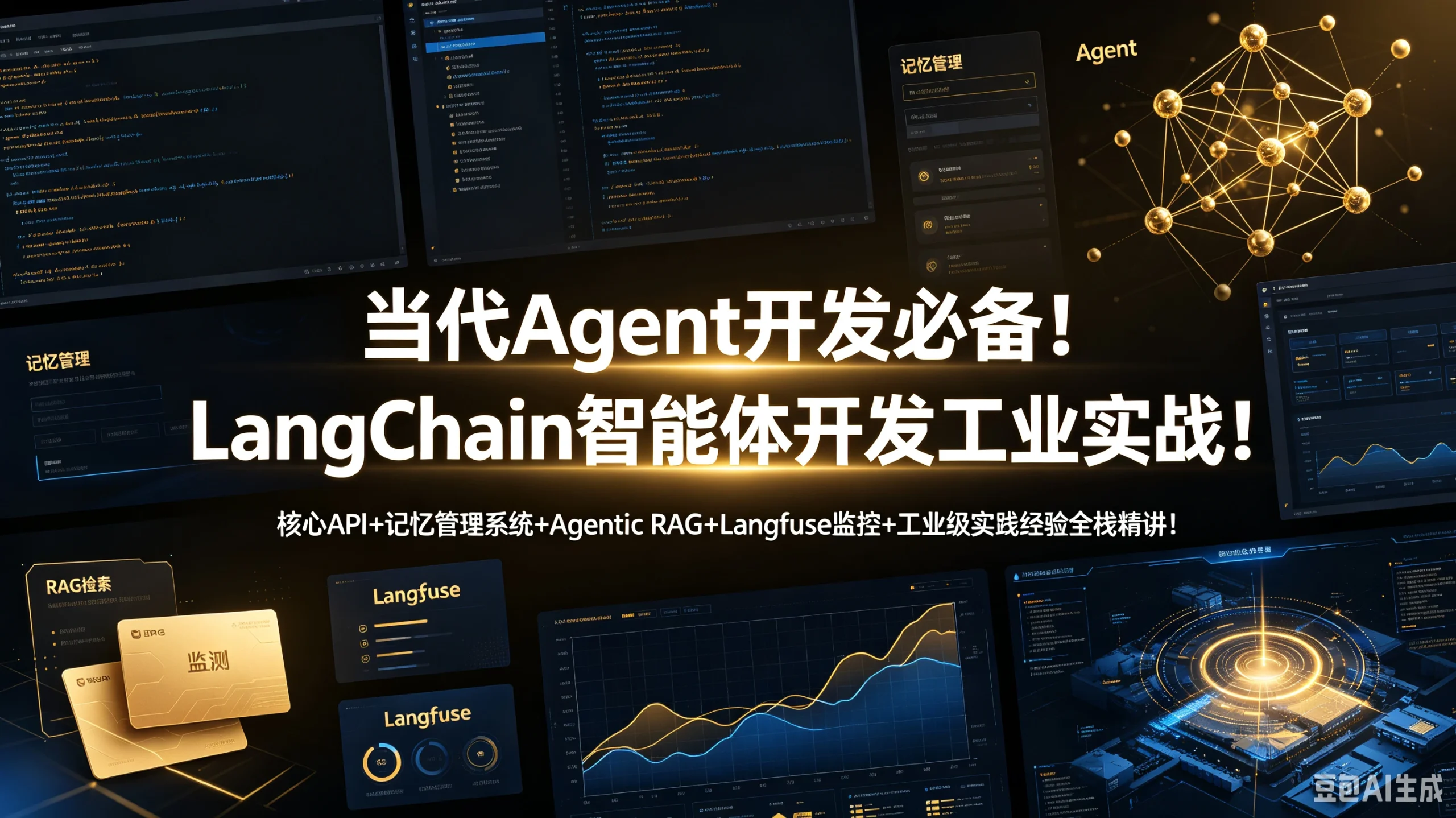 【精】当代Agent开发必备!LangChain智能体开发工业实战!核心API+记忆管理系统+Agentic RAG+Langfuse监控+工业级实践经验全栈精讲!-只做优质可落地项目