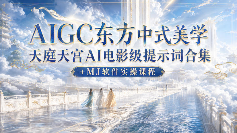 【精】东方中式美学天宫AI电影级提示词合集,MJ教程(入门到进阶全教程)-只做优质可落地项目