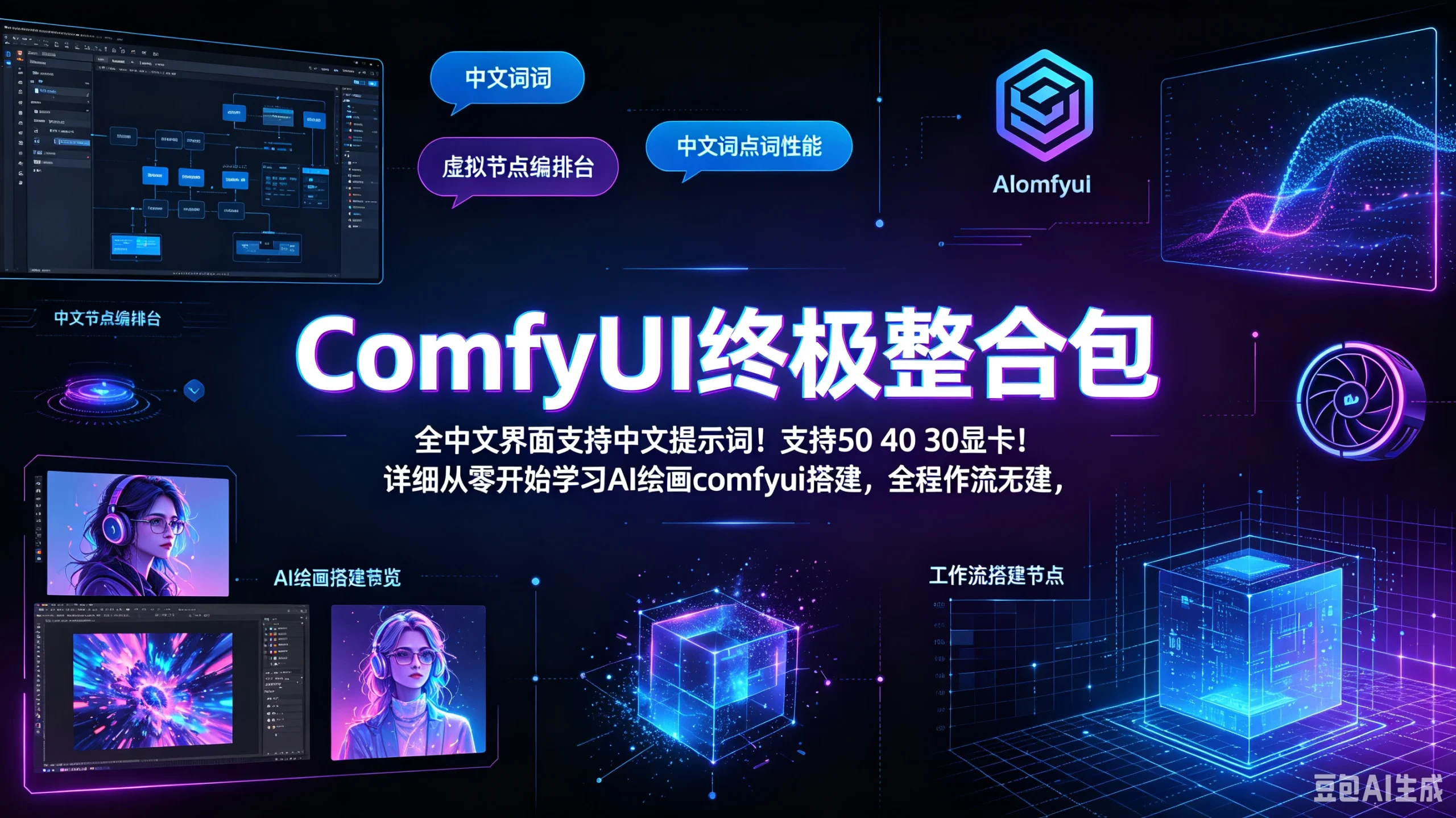 【精】ComfyUI终极整合包全中文界面支持中文提示词!支持50 40 30显卡!详细从零开始学习AI绘画comfyui工作流搭建,全程干货无废话-只做优质可落地项目