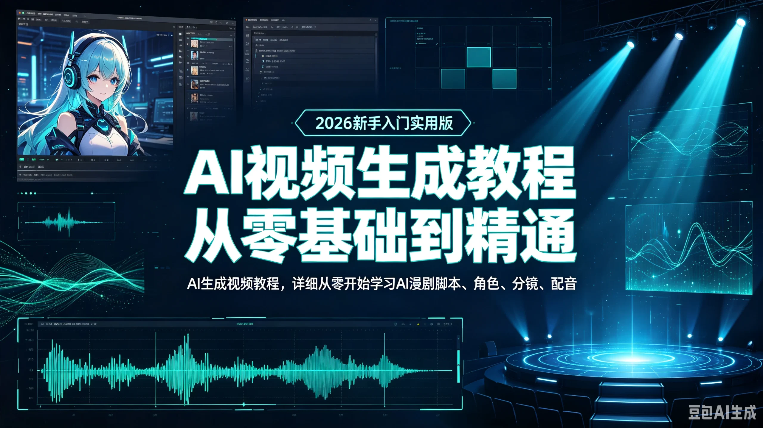 【精】AI视频生成教程从零基础到精通(2026新手入门实用版AI生成视频教程)详细从零开始学习AI漫剧脚本角色分镜配音-只做优质可落地项目