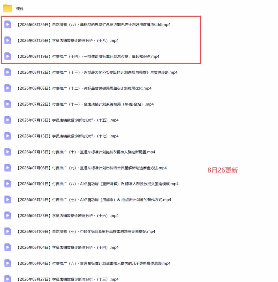 2026淘宝电商终局之战VIP课-更新：自然搜索+直通车+无界+精准人群，系统掌握测款动销与全店推广布局方法-只做优质可落地项目