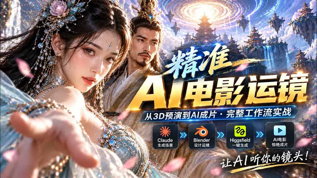 AI视频终于能精准运镜了！Claude + Blender + Higgsfield 免费插件实测-只做优质可落地项目
