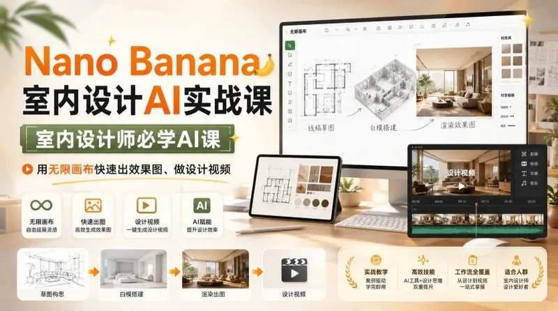 【精】Nano Banana室内设计AI实战课，室内设计师必学AI课-只做优质可落地项目