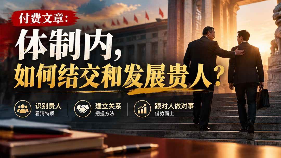 (20750期)【无水印】付费文章:体制内,如何结交和发展贵人? (20750期)【无水印】付费文章:体制内,如何结交和发展贵人?