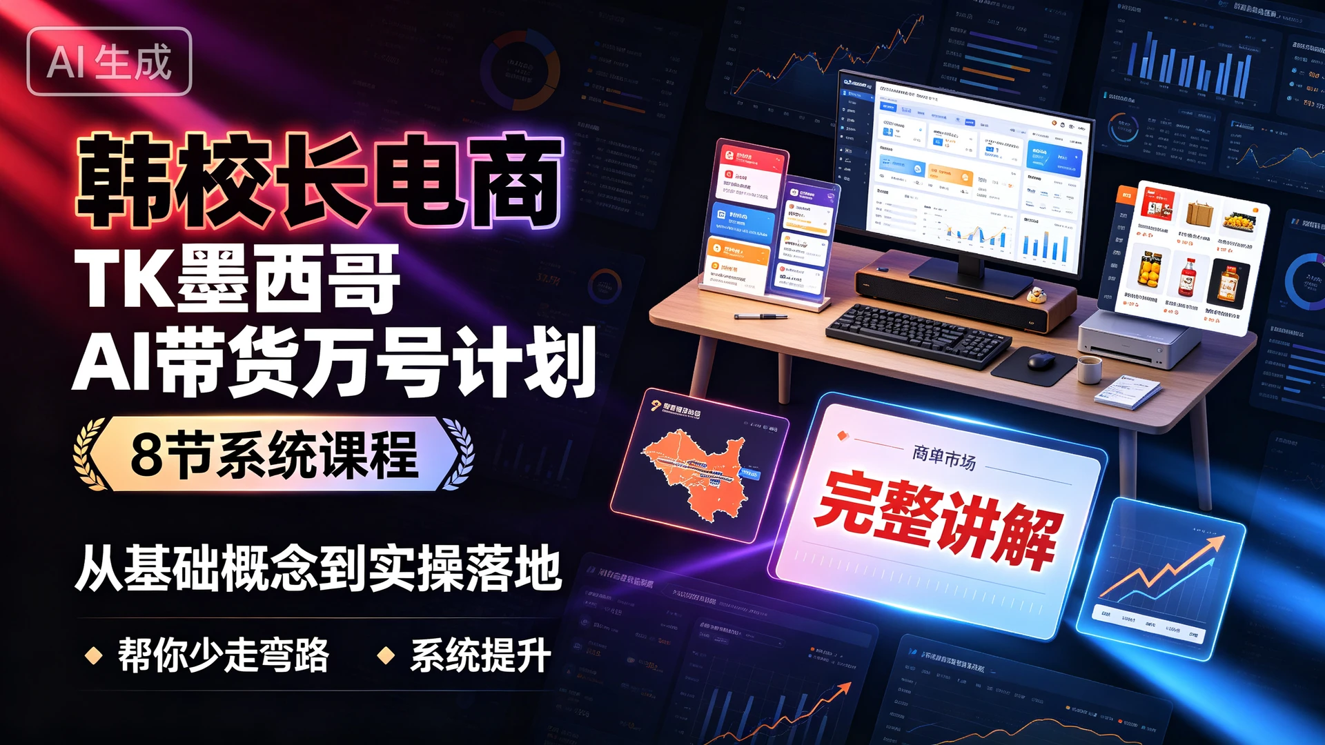韩校长电商·TK墨西哥 AI带货万号计划,8 节系统课程,从基础概念到实操落地完整讲解,帮你少走弯路系统提升-只做优质可落地项目