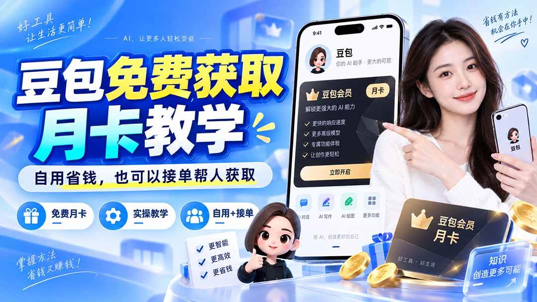 （20358期）豆包免费获取月卡教学，自用省钱，也可以接单帮人获取-只做优质可落地项目