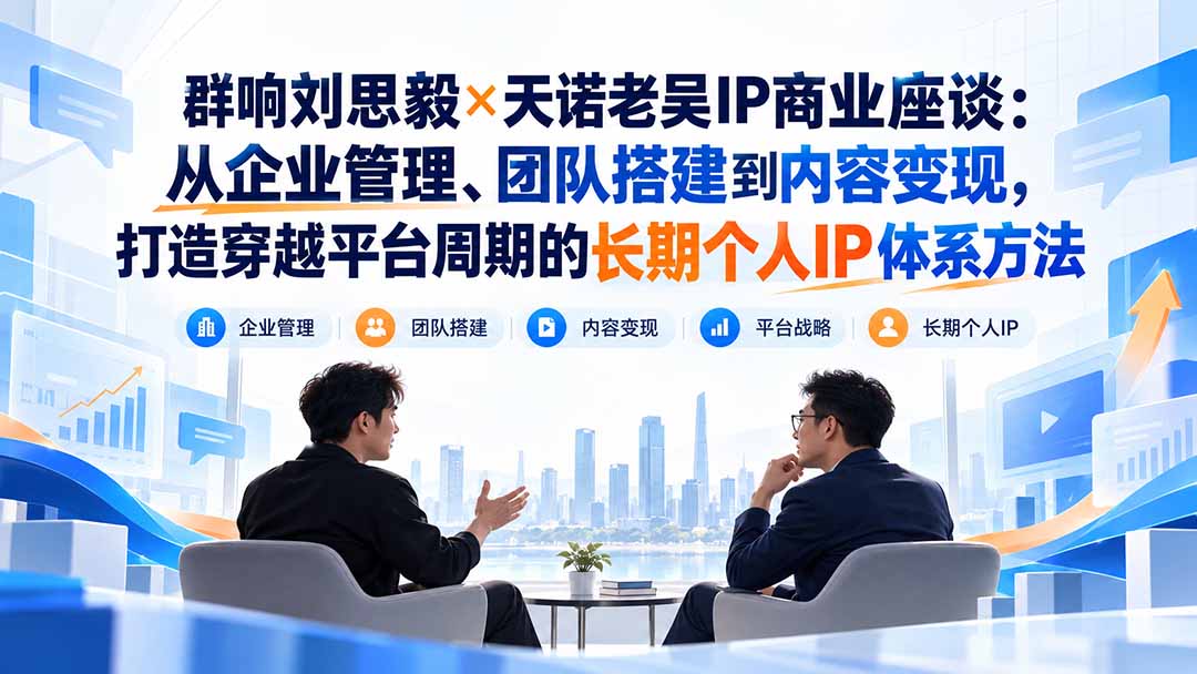 群响刘思毅×天诺老吴IP商业座谈：从企业管理、团队搭建到内容变现，打造穿越平台周期的长期个人IP体系方法-只做优质可落地项目