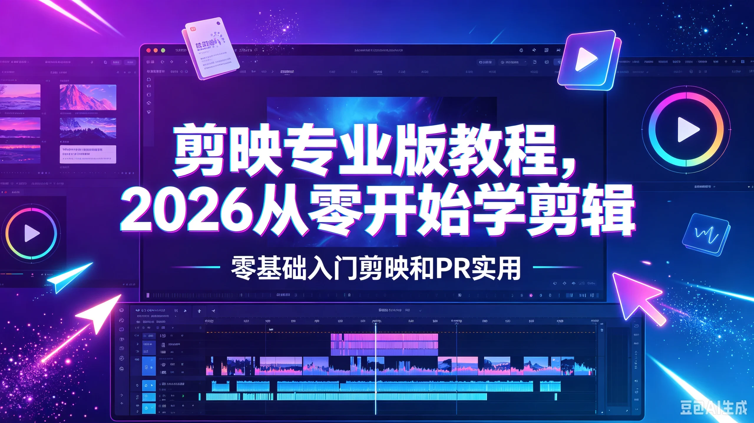【精】剪映专业版教程,2026从零开始学剪辑,零基础入门剪映和PR实用-只做优质可落地项目