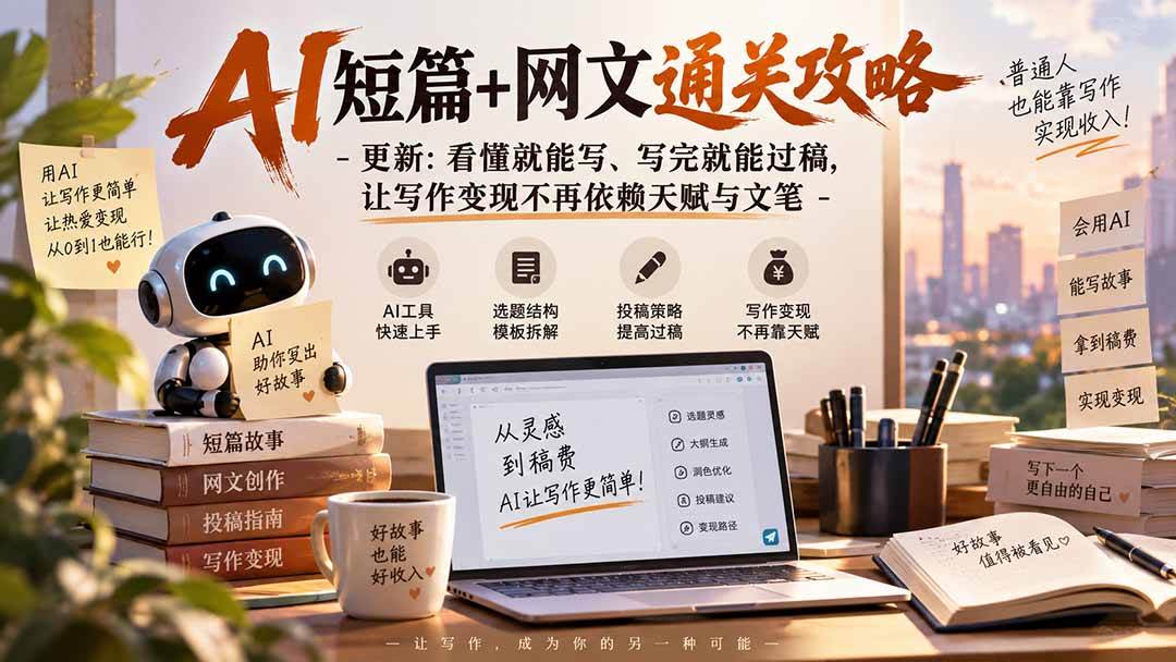 （20861期）AI短篇+网文通关攻略-更新1009：看懂就能写、写完就能过稿，让写作变现不再依赖天赋与文笔-只做优质可落地项目