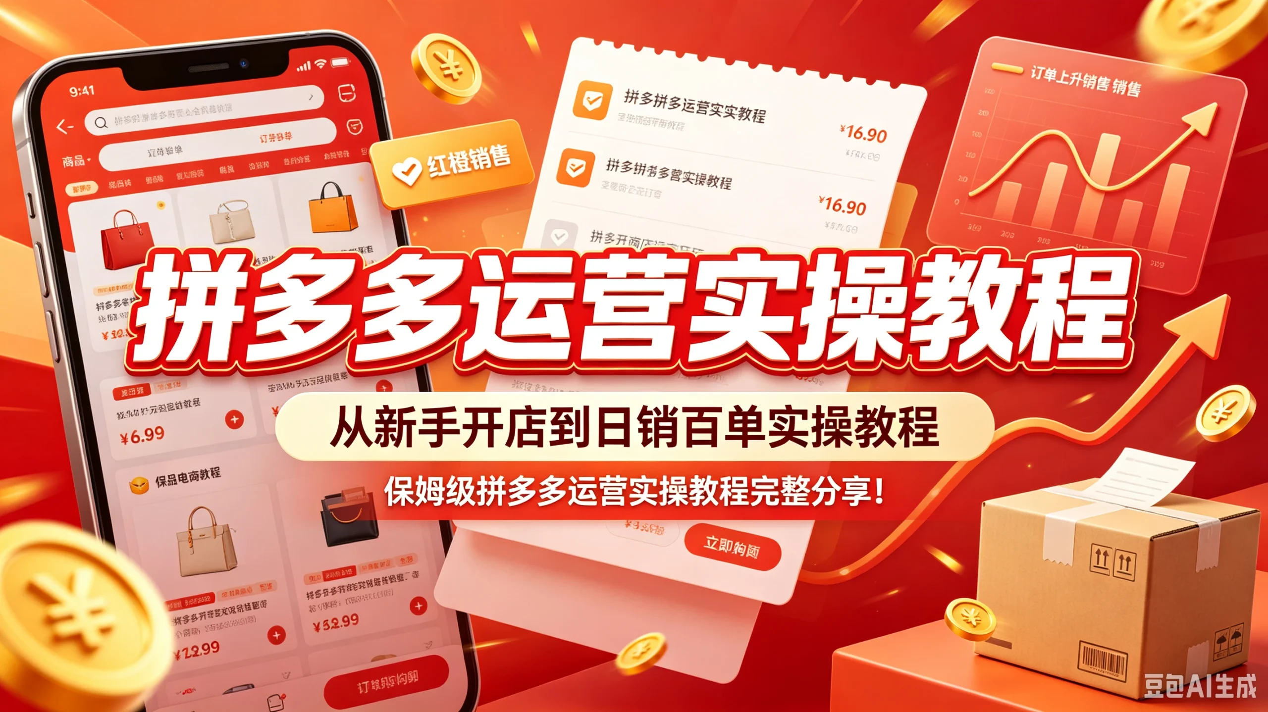【精】拼多多运营实操教程,从新手开店到日销百单实操教程,保姆级拼多多运营实操教程完整分享!-只做优质可落地项目
