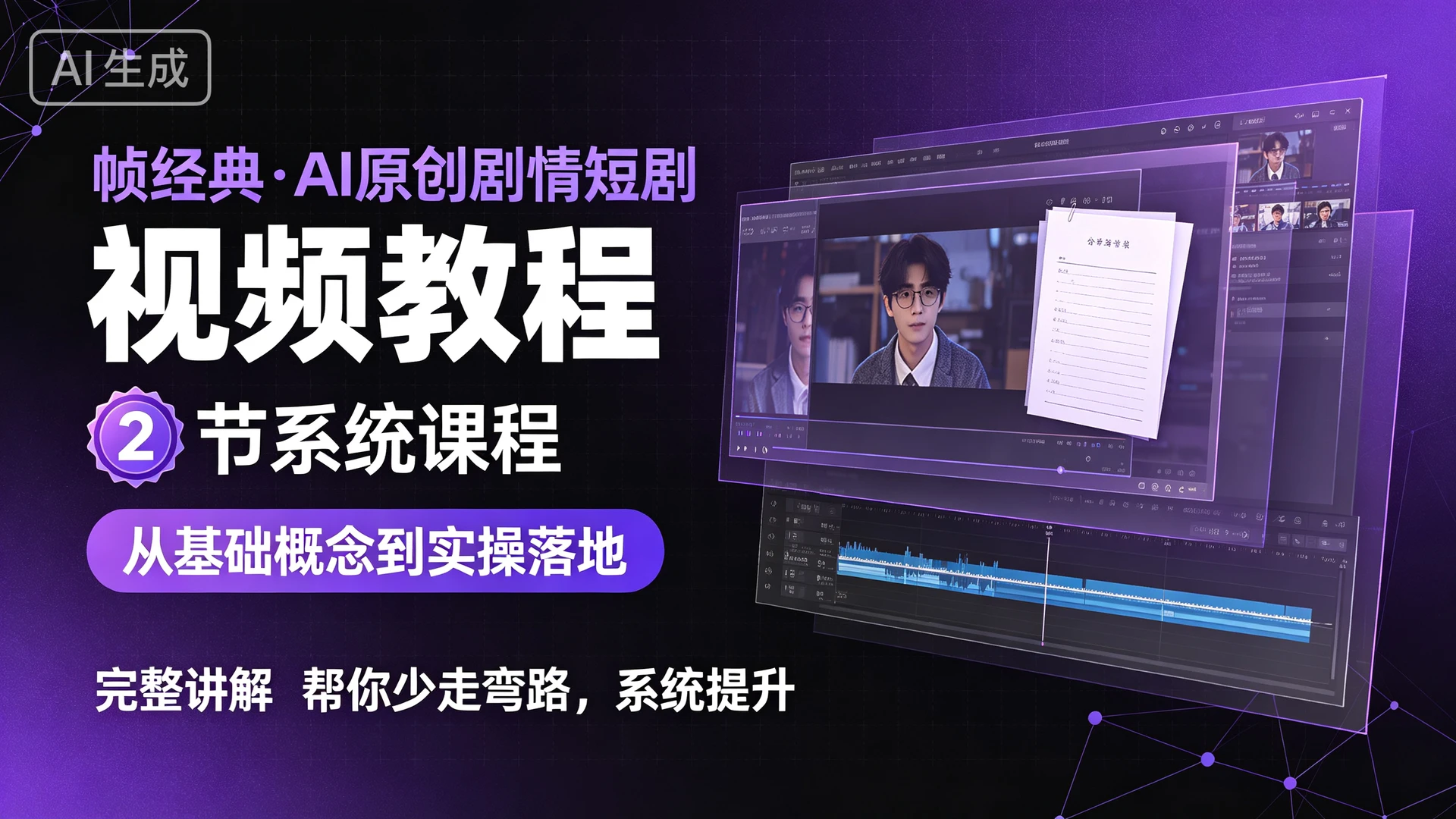 帧经典·AI原创剧情短剧视频教程,2 节系统课程,从基础概念到实操落地完整讲解,帮你少走弯路系统提升-只做优质可落地项目