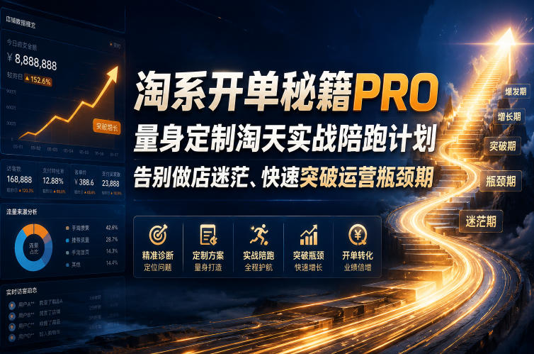 【精】淘系开单秘籍PRO，量身定制淘天实战陪跑计划，告别做店迷茫、快速突破运营瓶颈期（更新260906）-只做优质可落地项目