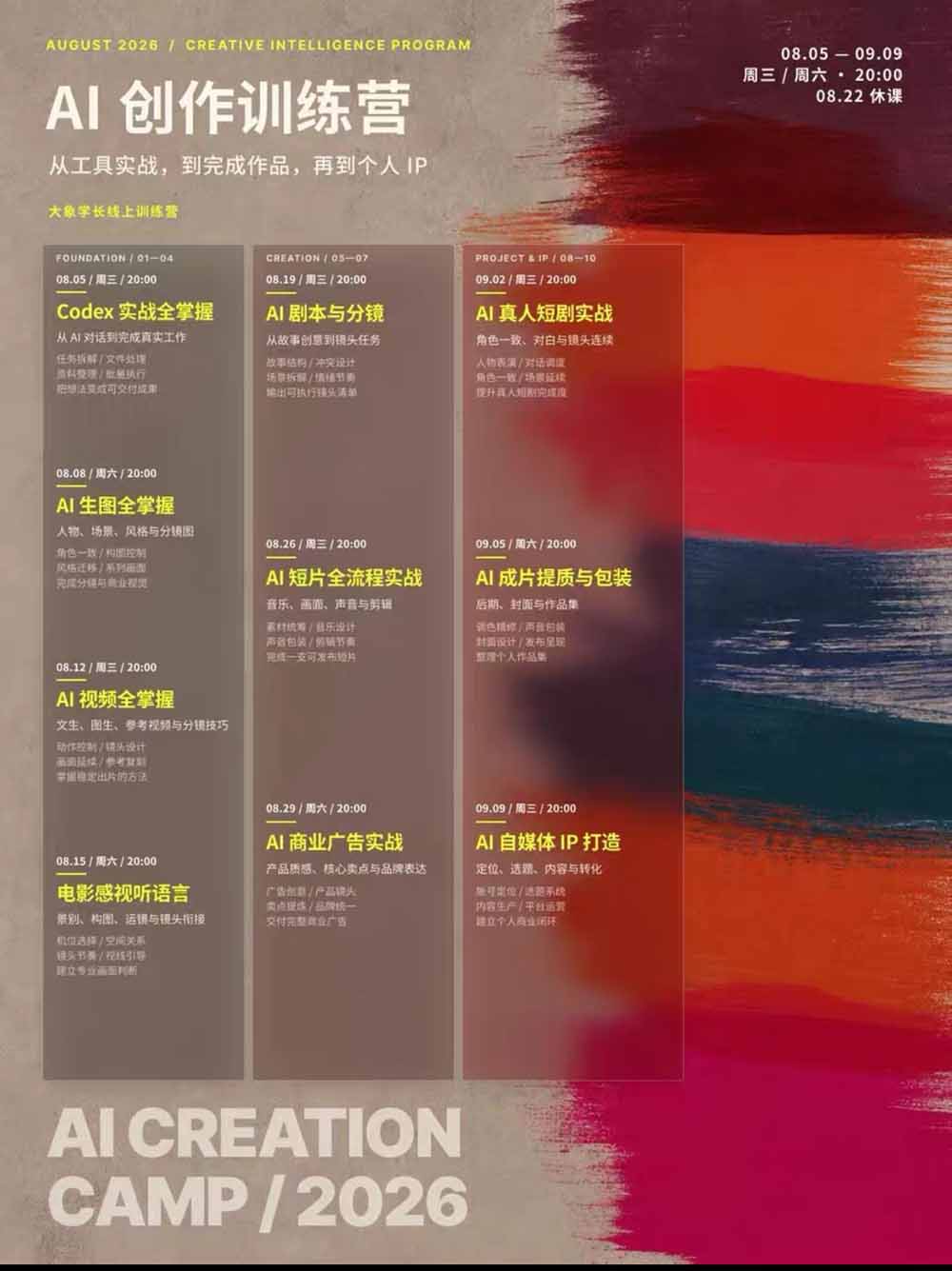 AI+创作训练营26年第5期-更新：从Codex、AI生图视频到剧本分镜与电影感短片，跑通个人IP商业闭环-只做优质可落地项目