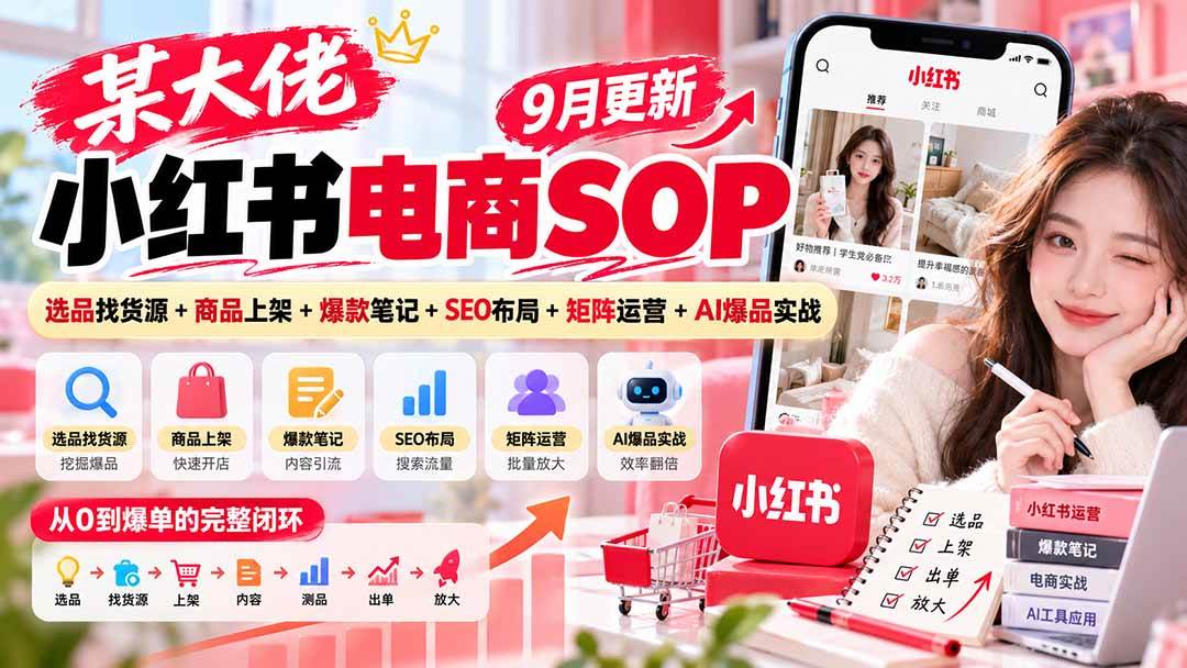 (20757期)某大佬小红书电商SOP|9月更新:选品找货源+商品上架+爆款笔记+SEO布局+矩阵运营+AI爆品实战 (20757期)某大佬小红书电商SOP|9月更新:选品找货源+商品上架+爆款笔记+SEO布局+矩阵运营+AI爆品实战