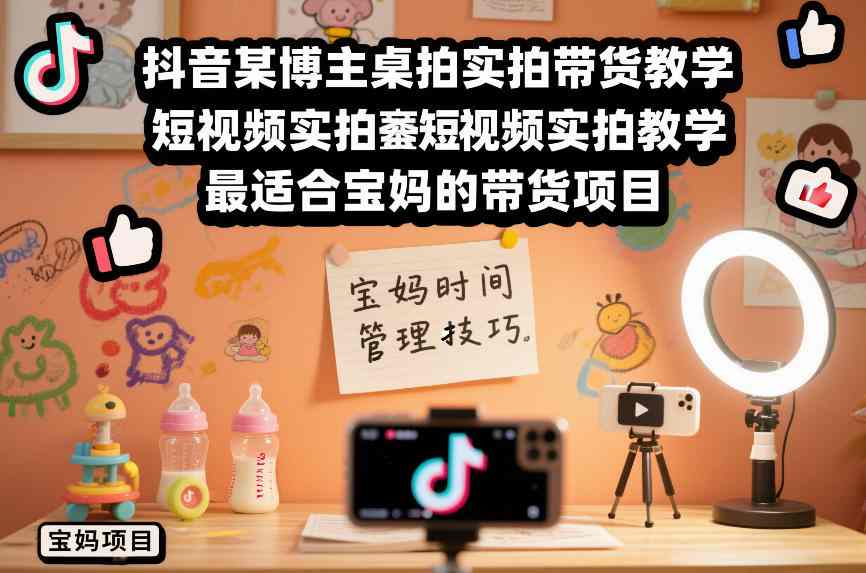 【精】抖音某博主桌拍实拍带货教学，短视频实拍教学，最适合宝妈的带货项目-只做优质可落地项目
