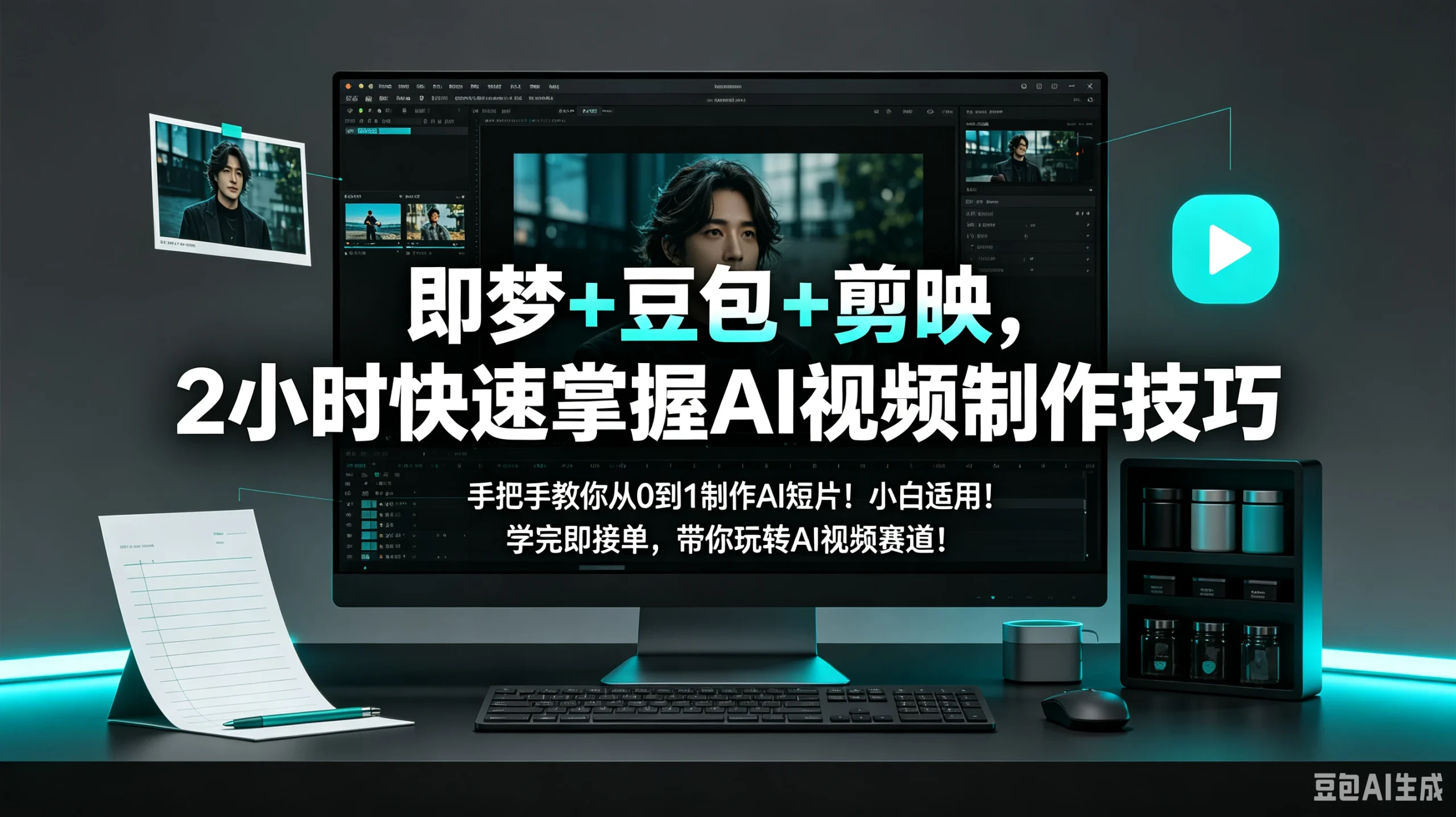 【精】即梦+豆包+剪映,2小时快速掌握AI视频制作技巧,手把手教你从0到1制作AI短片!小白适用!学完即接单,带你玩转AI视频赛道!-只做优质可落地项目