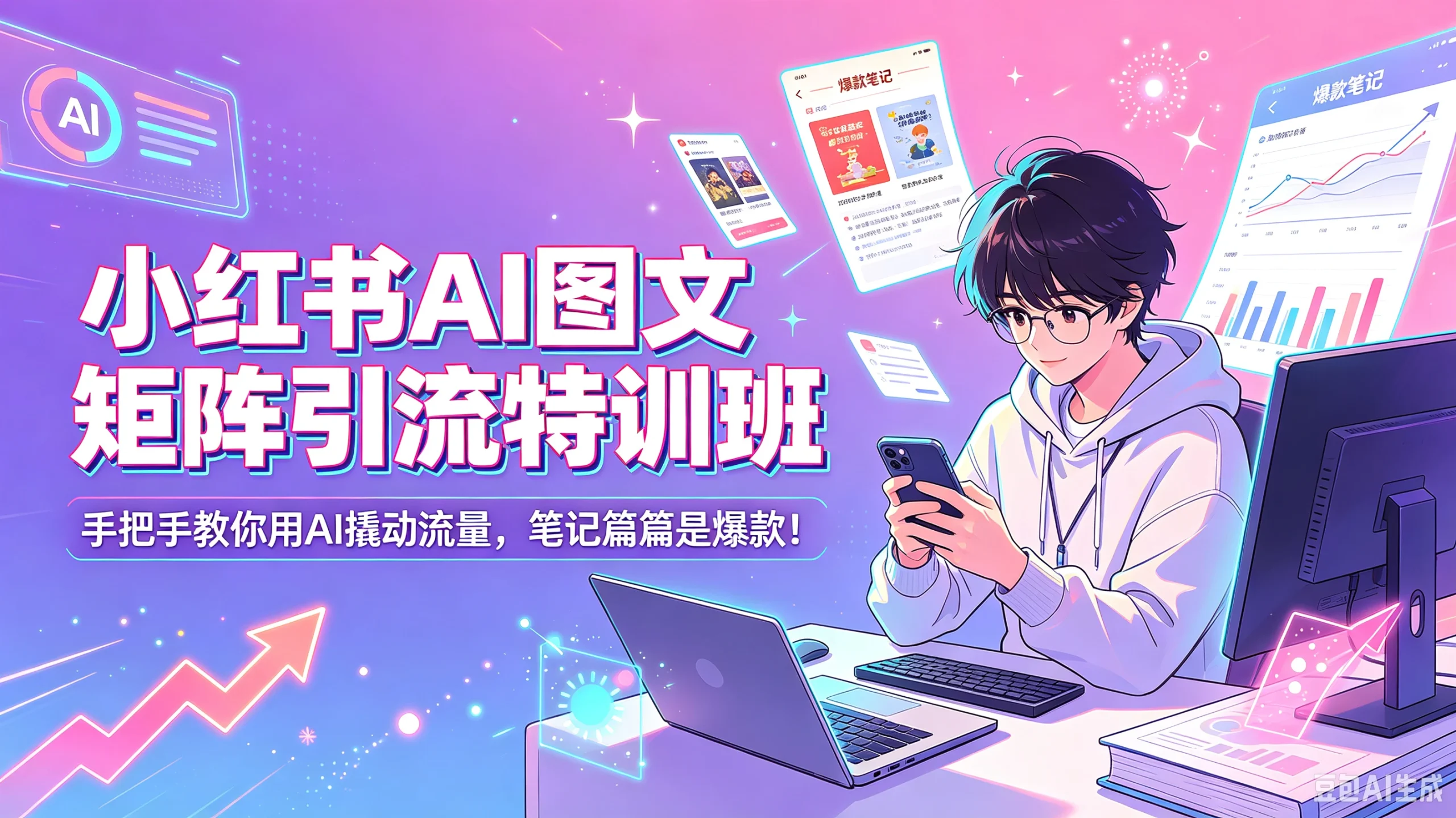 【精】小红书AI图文矩阵引流特训班| 手把手教你用AI撬动流量,笔记篇篇是爆款!-只做优质可落地项目