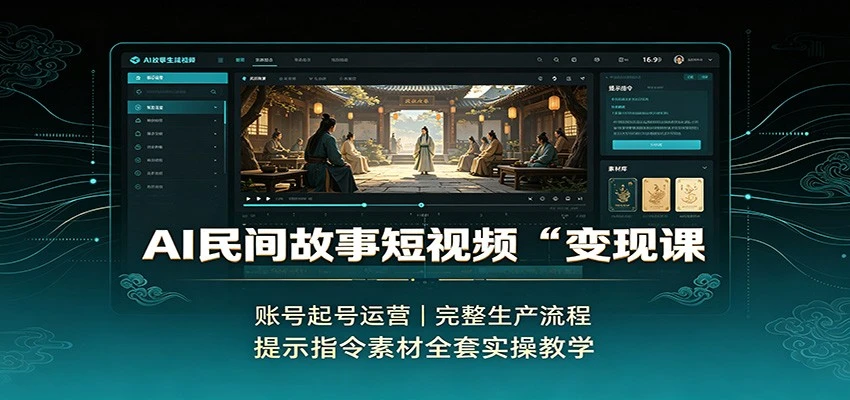 AI民间故事短视频变现课 账号起号运营 完整生产流程 提示指令素材全套实操教学-只做优质可落地项目
