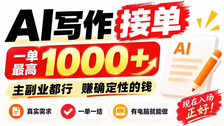 （20463期）AI写作接单，日稳定800+，附内部接单资源，0成本不囤货-只做优质可落地项目