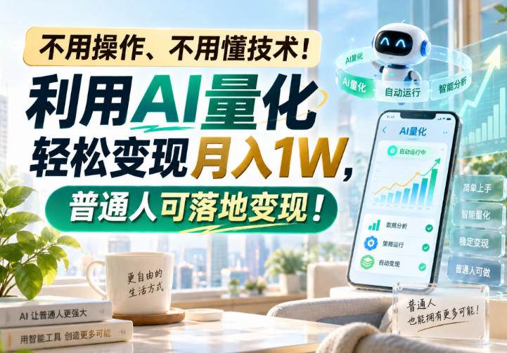 （20429期）利用AI量化轻松变现月入1W，普通人可落地变现，不用操作、不用懂技术！-只做优质可落地项目