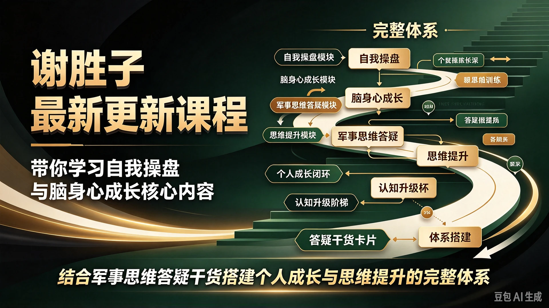 【精】谢胜子最新更新课程,带你学习自我操盘与脑身心成长核心内容,结合军事思维答疑干货搭建个人成长与思维提升的完整体系-只做优质可落地项目