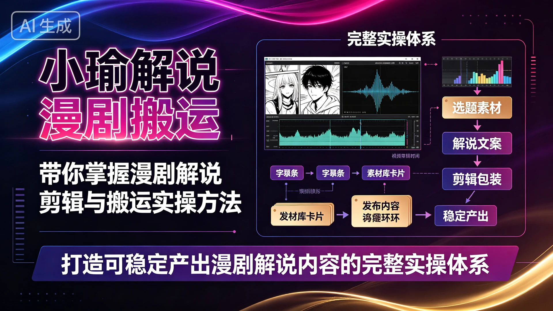 小瑜解说漫剧搬运,带你掌握漫剧解说剪辑与搬运实操方法,打造可稳定产出漫剧解说内容的完整实操体系-只做优质可落地项目
