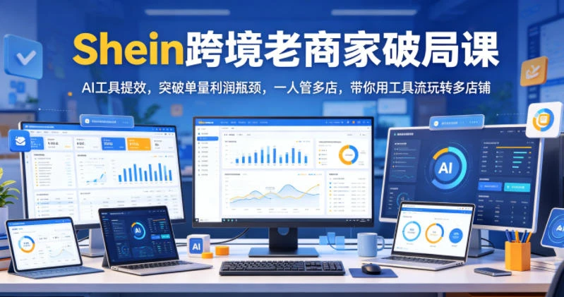 【精】Shein跨境老商家破局课，AI工具提效，突破单量利润瓶颈，一人管多店，带你用工具流玩转多店铺-只做优质可落地项目