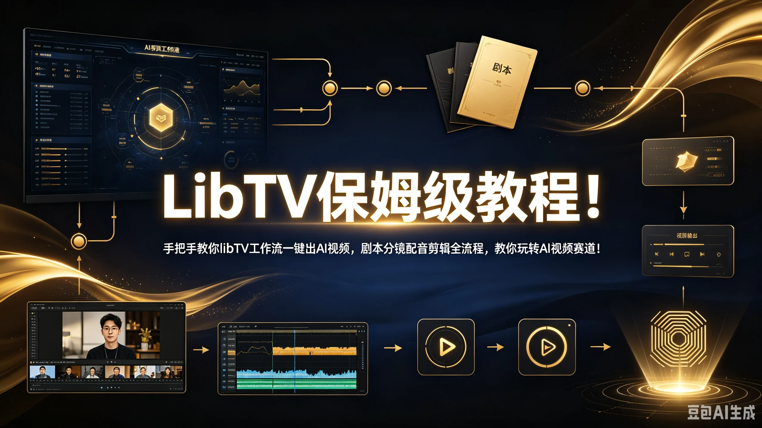 【精】LibTV保姆级教程!手把手教你libTV工作流一键出AI视频,剧本分镜配音剪辑全流程,教你玩转AI视频赛道!-只做优质可落地项目