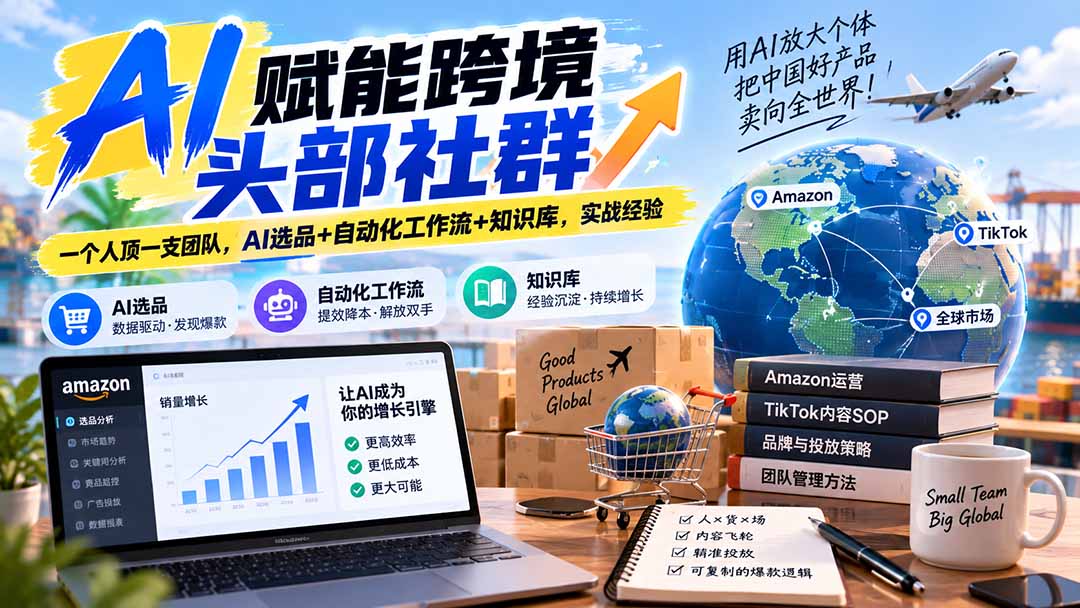 AI赋能跨境头部社群-更新9月：一个人顶一支团队，AI选品+自动化工作流+知识库，实战经验-只做优质可落地项目