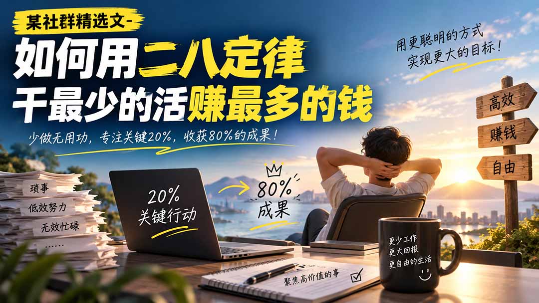 某社群精选文-如何用二八定律干最少的活赚最多的钱-只做优质可落地项目