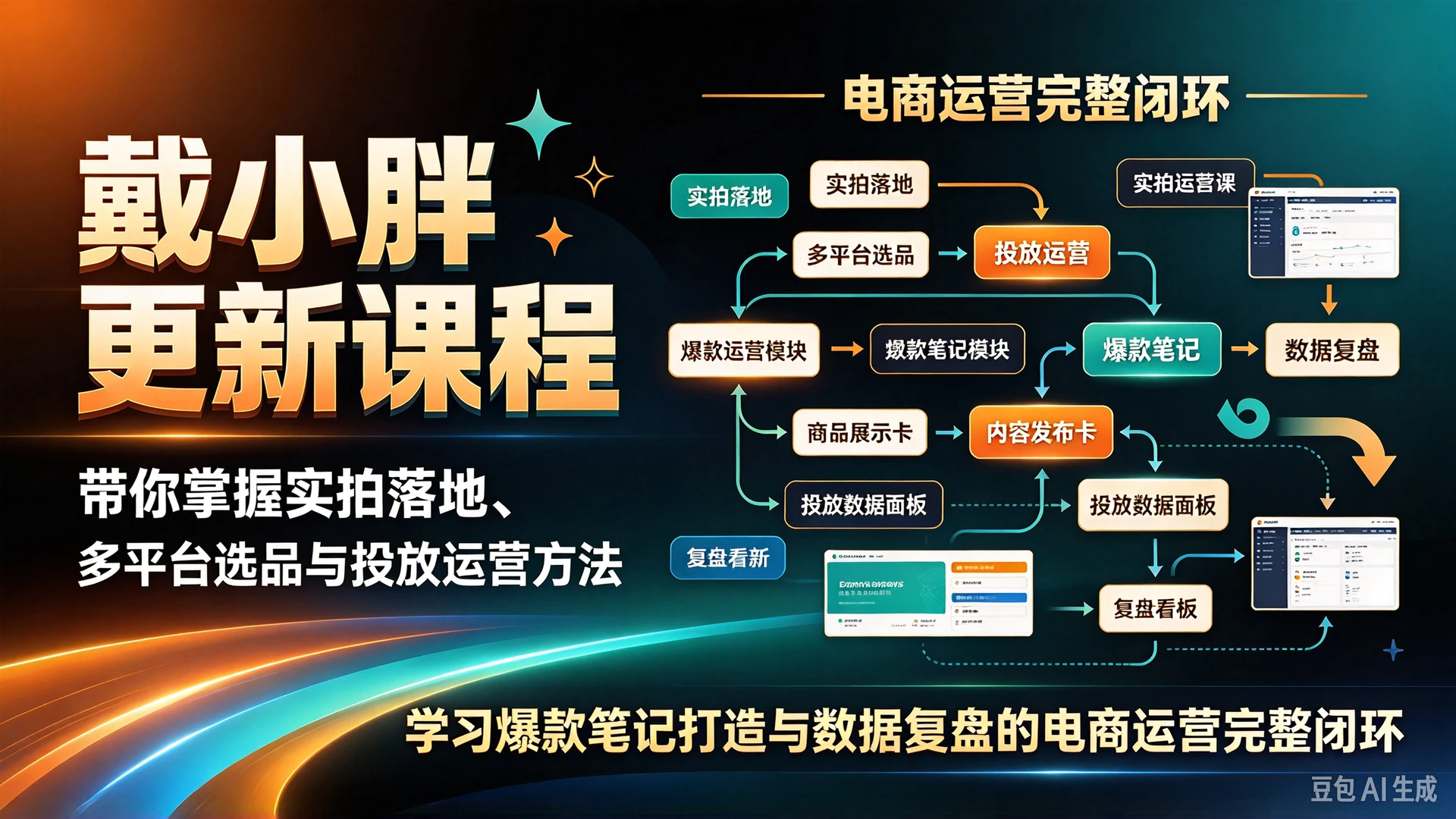 【精】戴小胖更新课程,带你掌握实拍落地、多平台选品与投放运营方法,学习爆款笔记打造与数据复盘的电商运营完整闭环-只做优质可落地项目