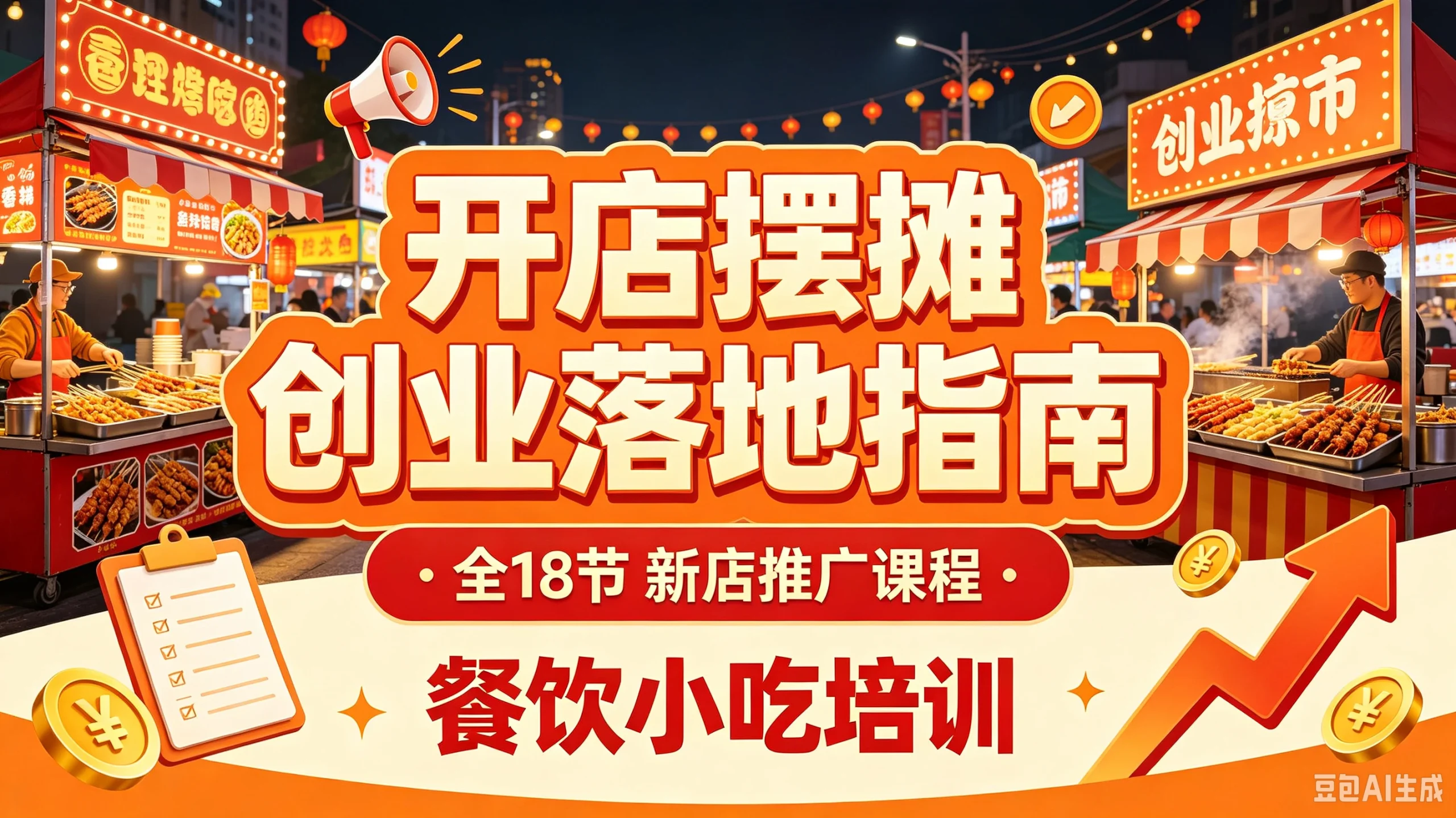 【精】开店摆摊创业落地指南 全18节 新店推广课程 餐饮小吃培训-只做优质可落地项目
