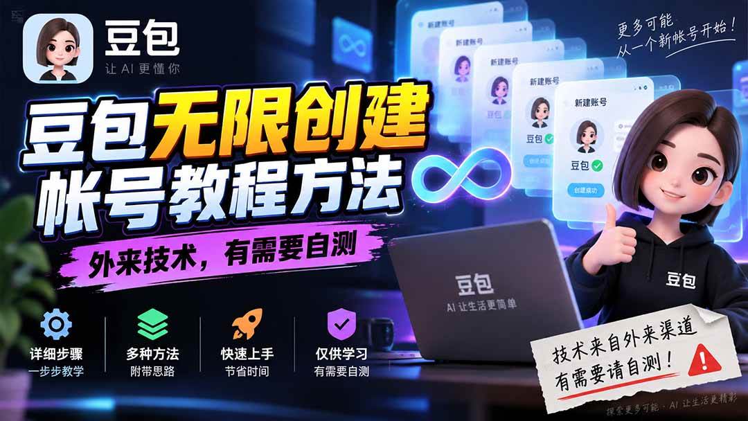 （20550期）豆包无限创建帐号教程方法，外来技术，有需要自测-只做优质可落地项目